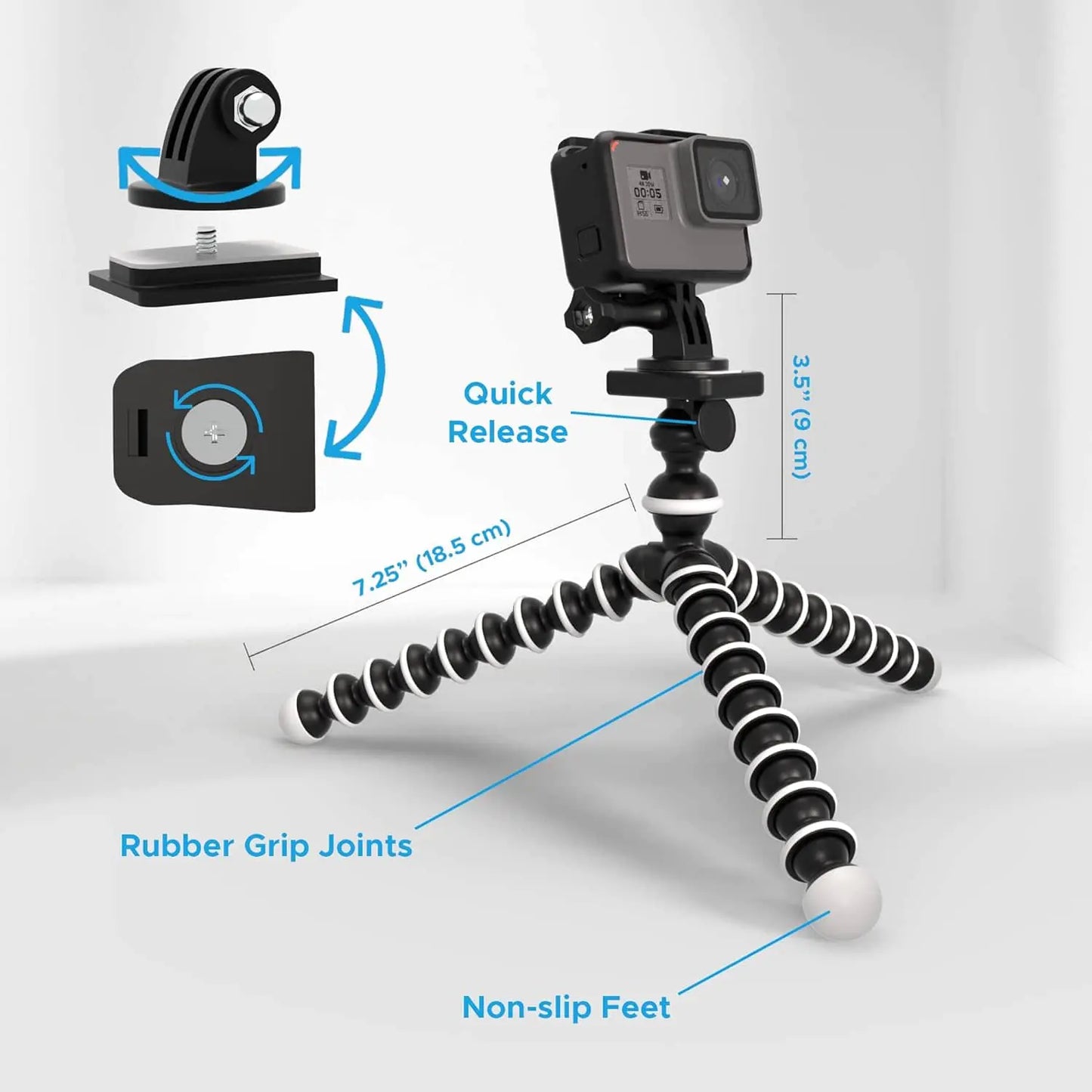 Octopus Flexible Tripod Camera + Action Cam Mount Stand